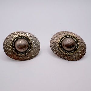 Taxco Sterling Silver and Gold Stud Earrings